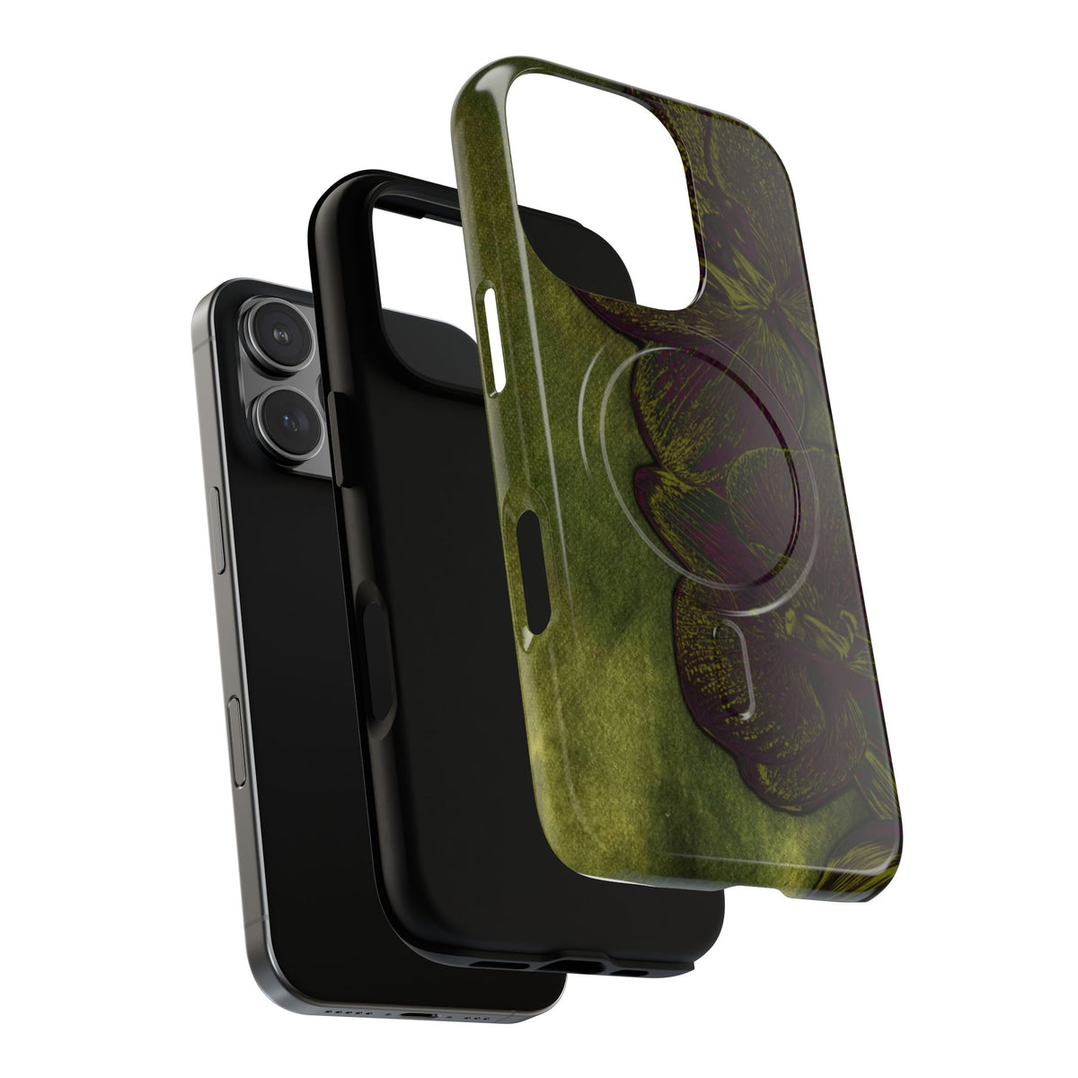 Floral Olive Tough Magnetic Phone Case