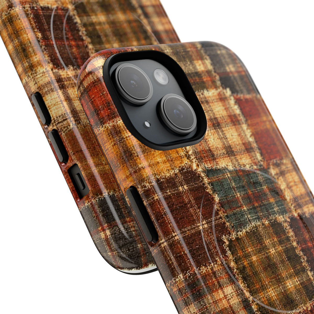 Plaid Patchwork Tough Magnetic Phone Case — Rustic Fall Plaid iPhone Cover
