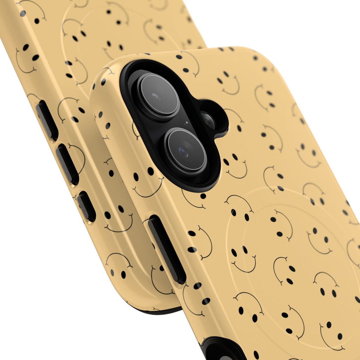 Smiley Pattern Tough Magnetic Phone Case — Beige Retro Happy Faces