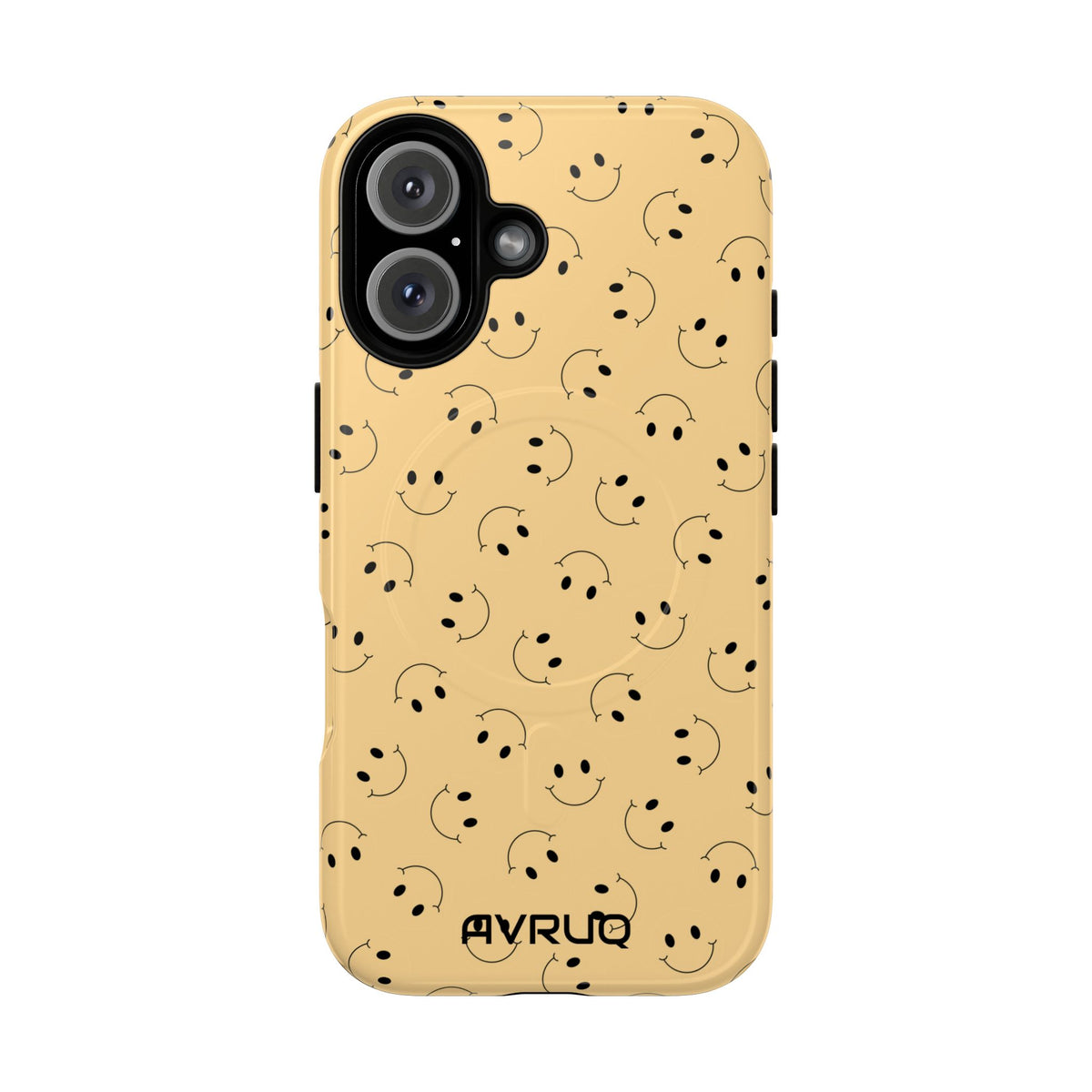 Smiley Pattern Tough Magnetic Phone Case — Beige Retro Happy Faces