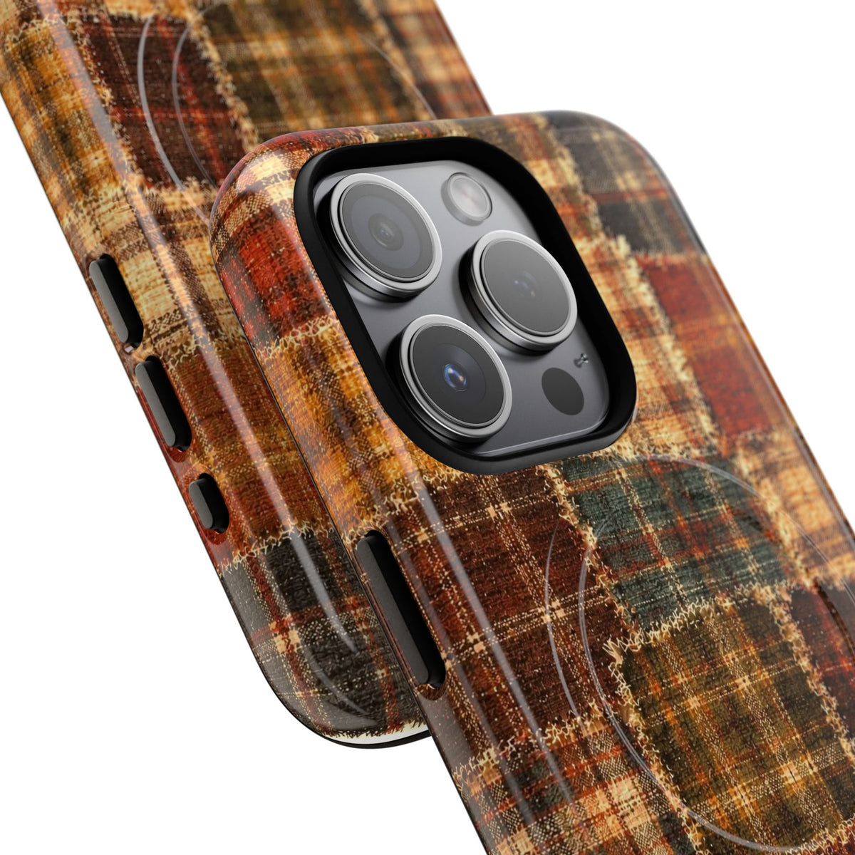 Plaid Patchwork Tough Magnetic Phone Case — Rustic Fall Plaid iPhone Cover