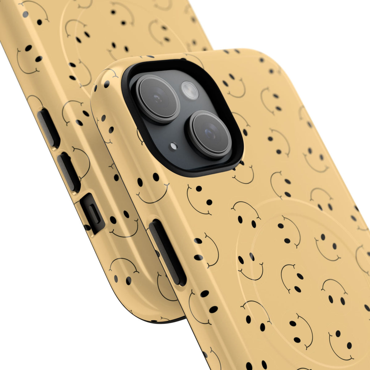 Smiley Pattern Tough Magnetic Phone Case — Beige Retro Happy Faces