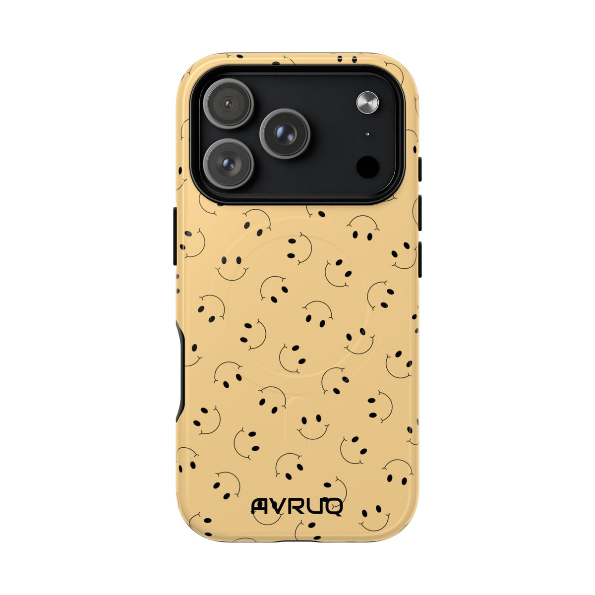 Smiley Pattern Tough Magnetic Phone Case — Beige Retro Happy Faces