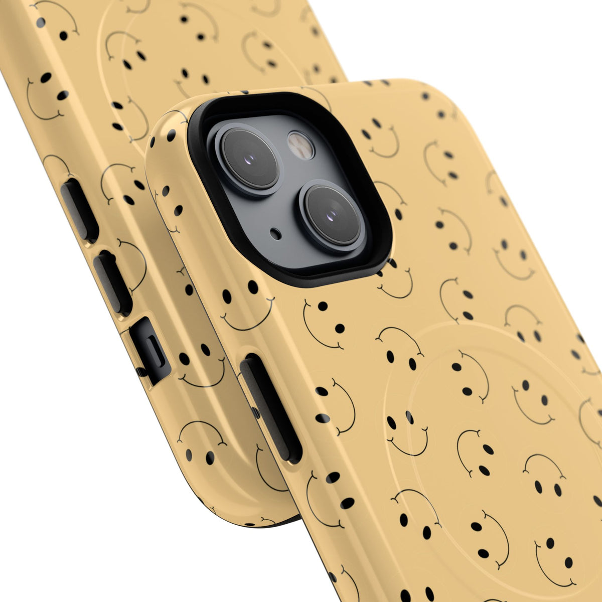 Smiley Pattern Tough Magnetic Phone Case — Beige Retro Happy Faces