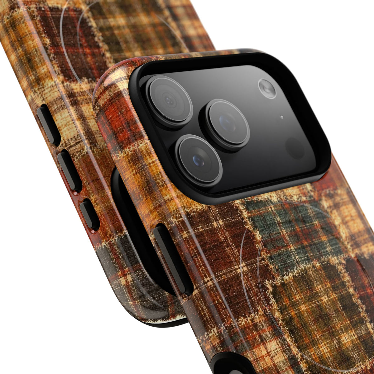 Plaid Patchwork Tough Magnetic Phone Case — Rustic Fall Plaid iPhone Cover