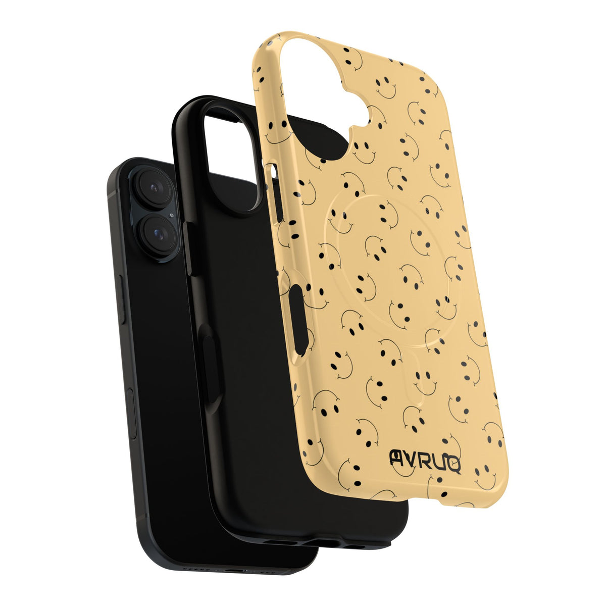 Smiley Pattern Tough Magnetic Phone Case — Beige Retro Happy Faces