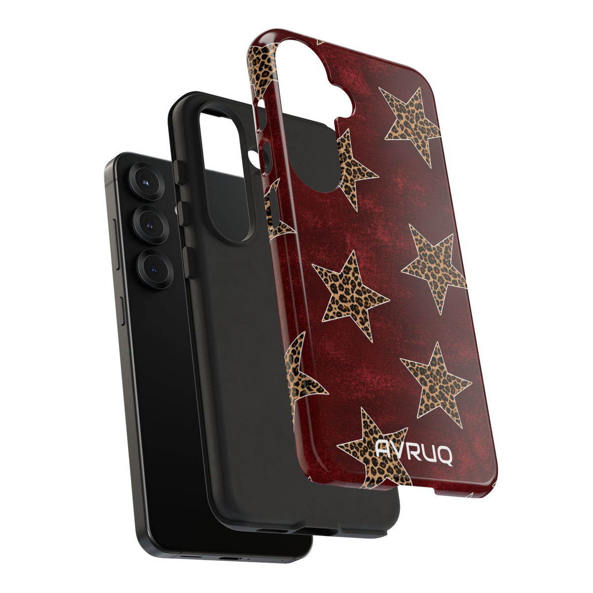 Leopard Star Phone Case – Burgundy Protective Cover