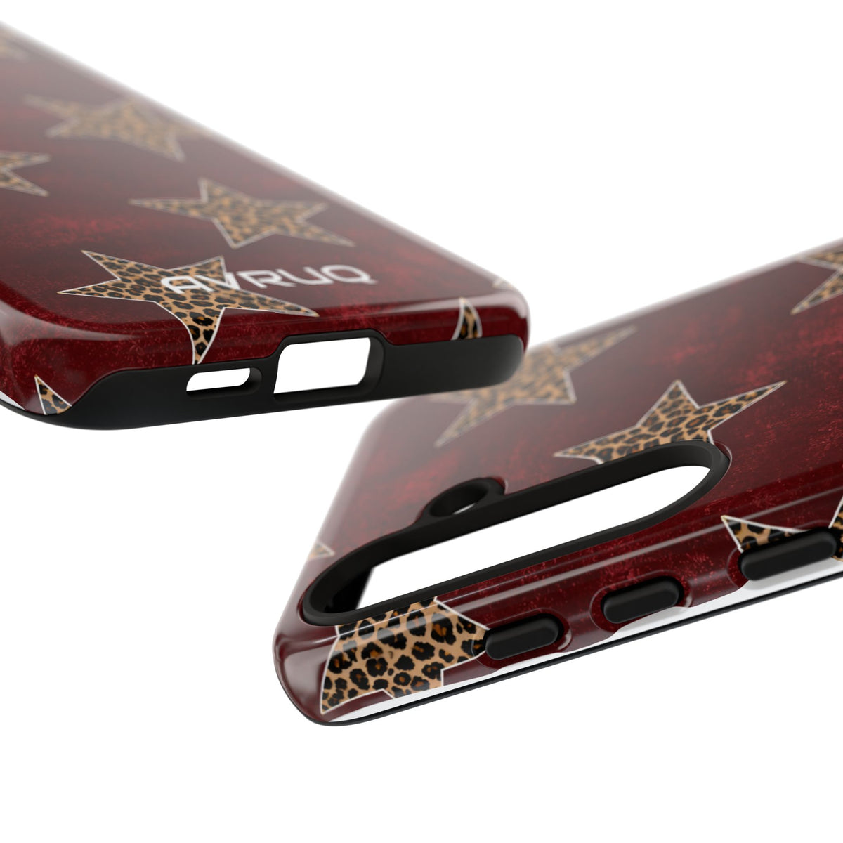 Leopard Star Phone Case – Burgundy Protective Cover