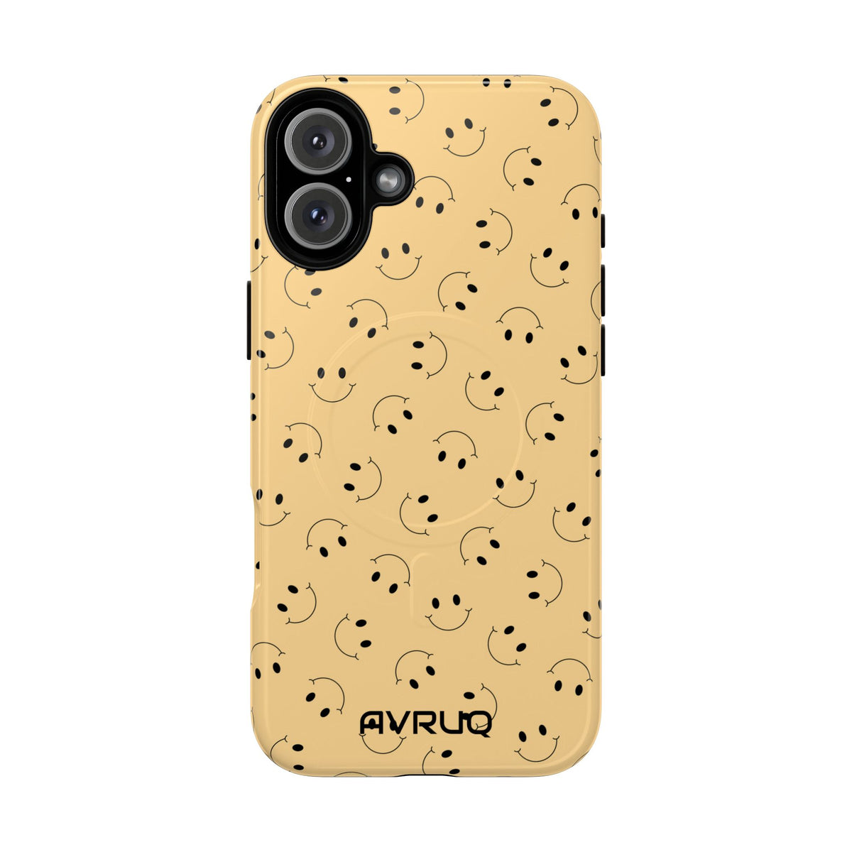 Smiley Pattern Tough Magnetic Phone Case — Beige Retro Happy Faces