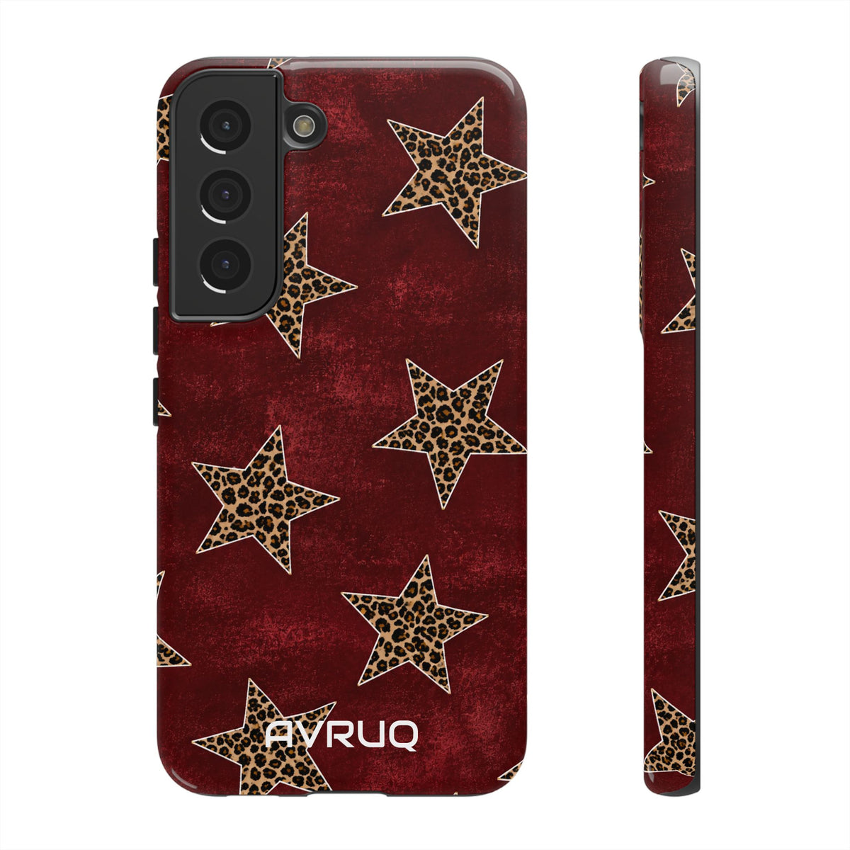 Leopard Star Phone Case – Burgundy Protective Cover